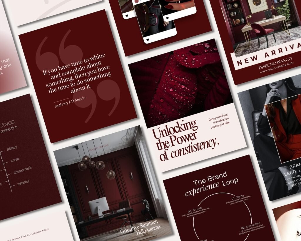Burgundy instagram templates with 500+ Canva designs for posts and stories