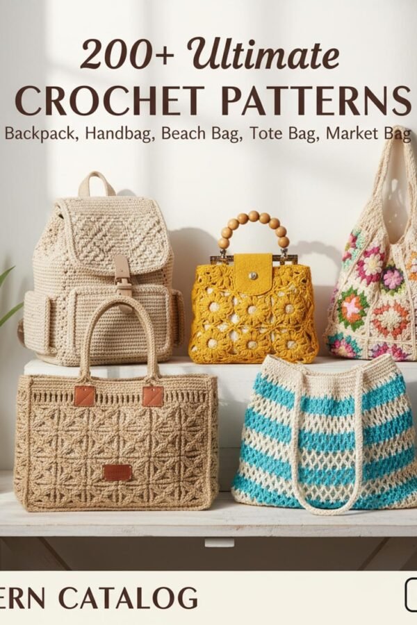 Collection of 200+ free crochet bag patterns in boho, modern, and vintage styles