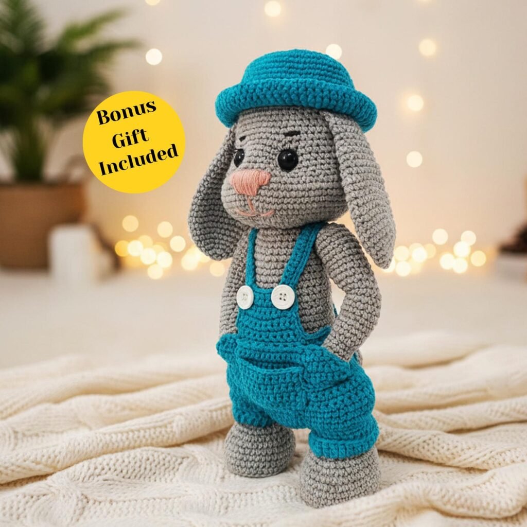Free crochet bunny pattern PDF with adorable amigurumi plush toy design