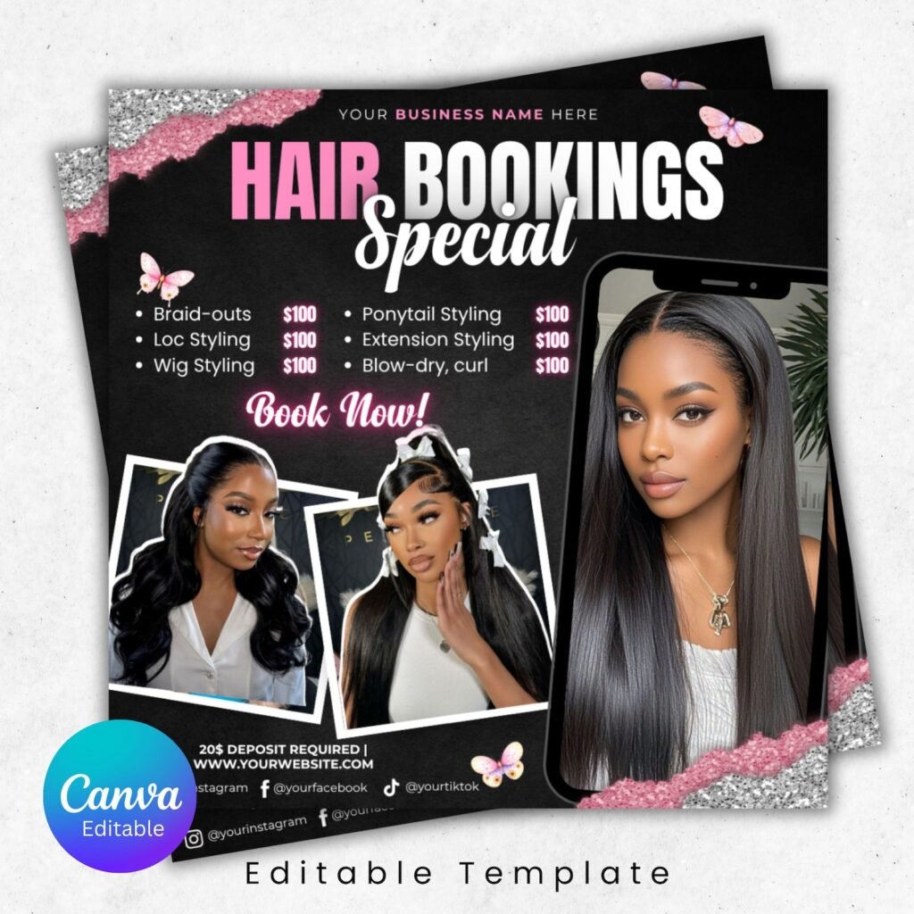 Free hair price list template flyer for salon and hairstylist services