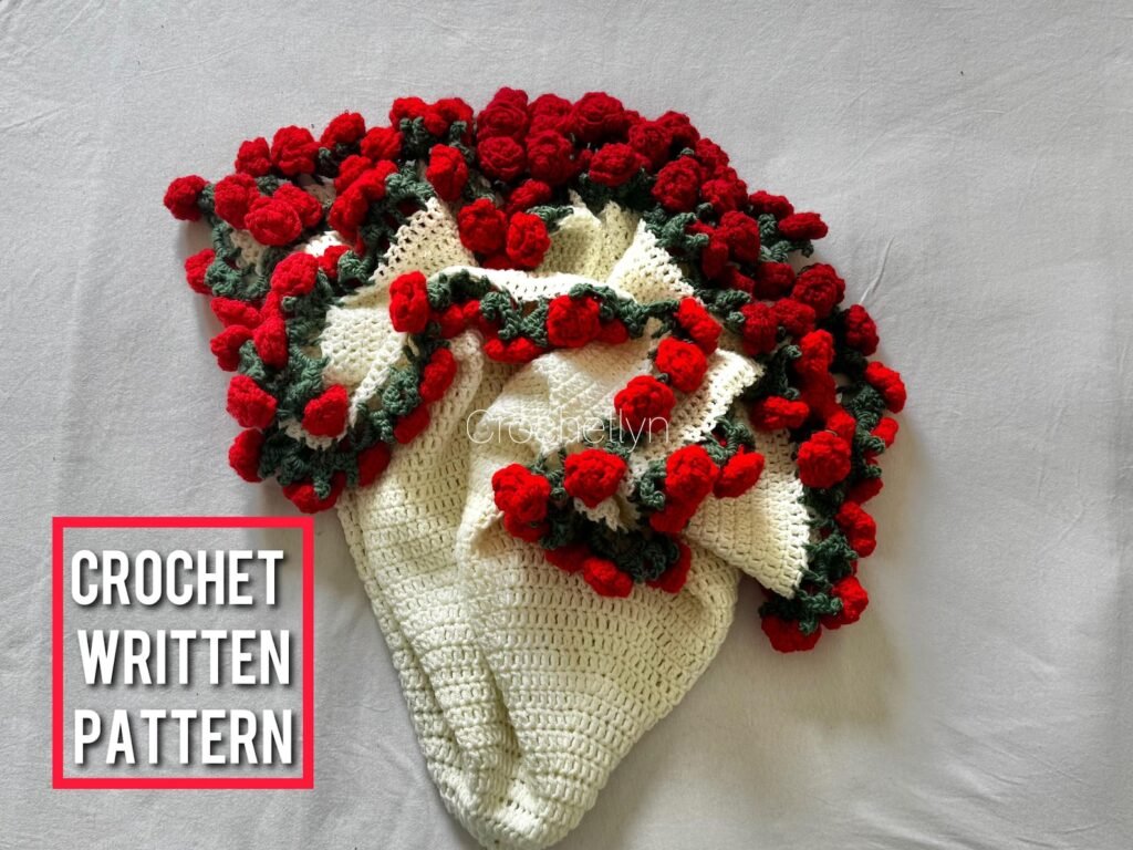 Rose crochet blanket pattern with circular design and delicate rose border details