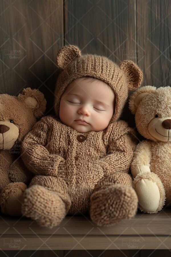 Free teddy bear backdrop for newborn baby photography face insert composite