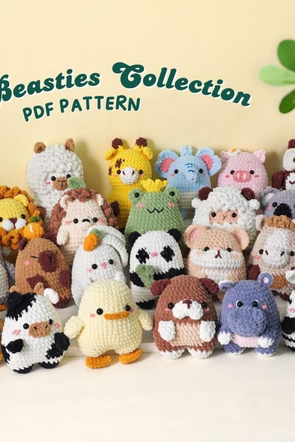 Tiny crochet patterns collection featuring 28 adorable miniature animals