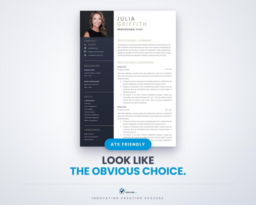 Professional word resume template with modern design and multiple page layouts